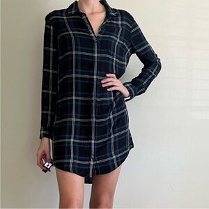 Obey 89 xxs plaid tunic dress button up